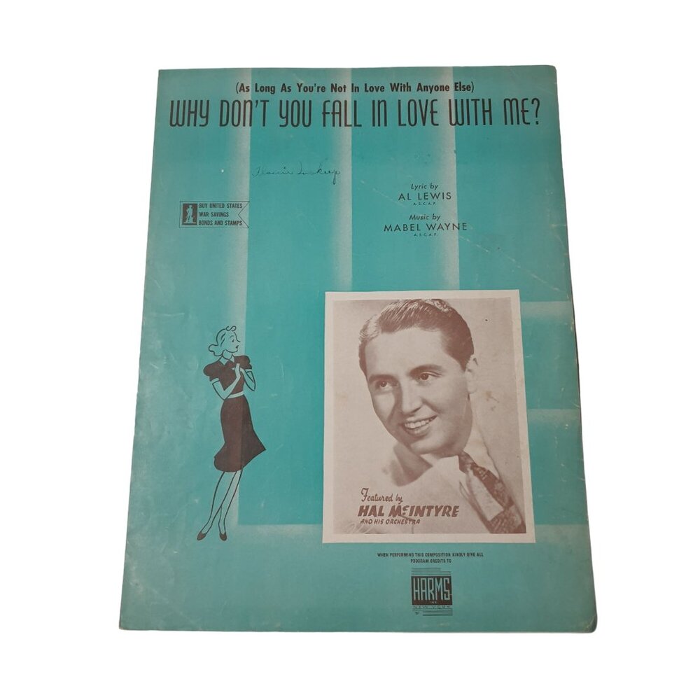Vintage Sheet Music Why Don't You Fall In Love With Me Hal Piano Easy Listening